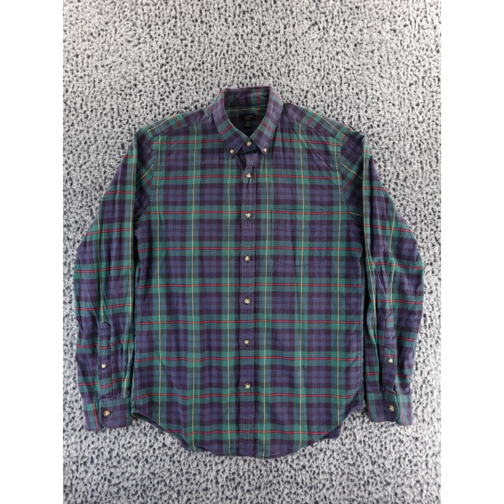 J. Crew Oxford Plaid Button Down Shirt Long Sleeve Men's Size M Blue‎ Green Red